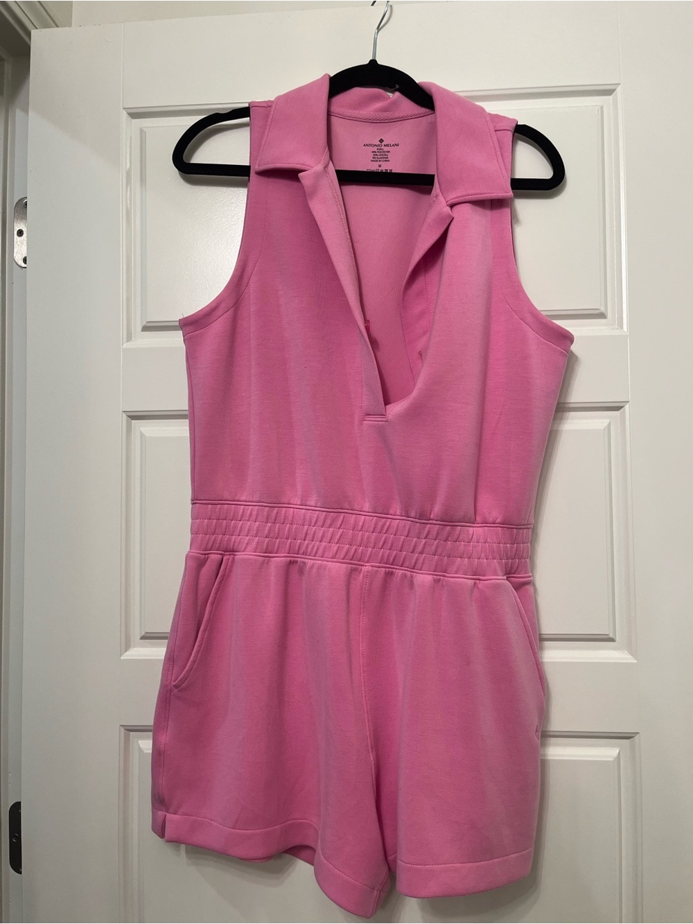 ANTONIO MELANI Pink Sleeveless Collared Romper